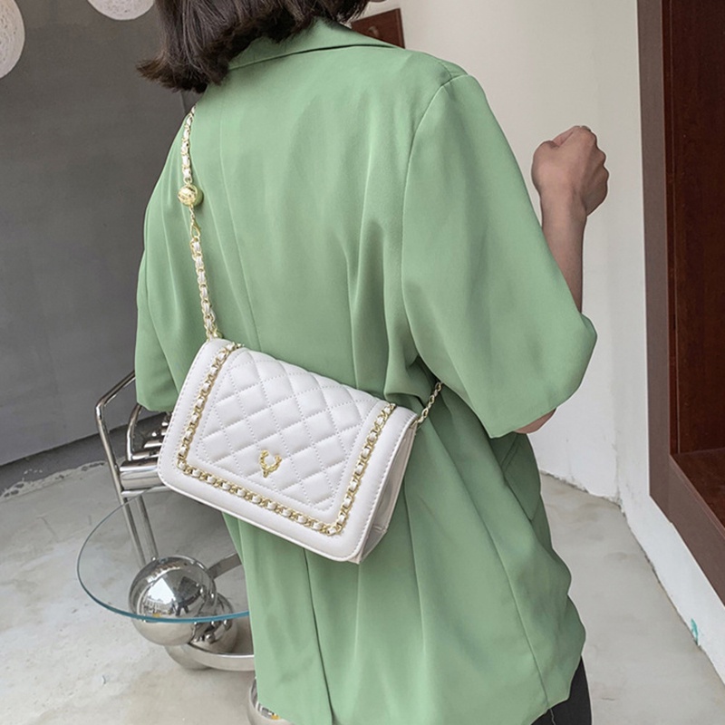 IELGY Túi Đeo Vai Dây Xích Họa Tiết Hình Thoi Thời Trang Cho Nữ