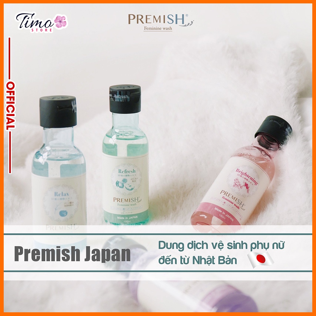 Dung dịch vệ sinh phụ nữ Premish - Femimine wash 150ML nhẹ dịu, an toàn hàng Nhật Bản chính phẩm | TM013