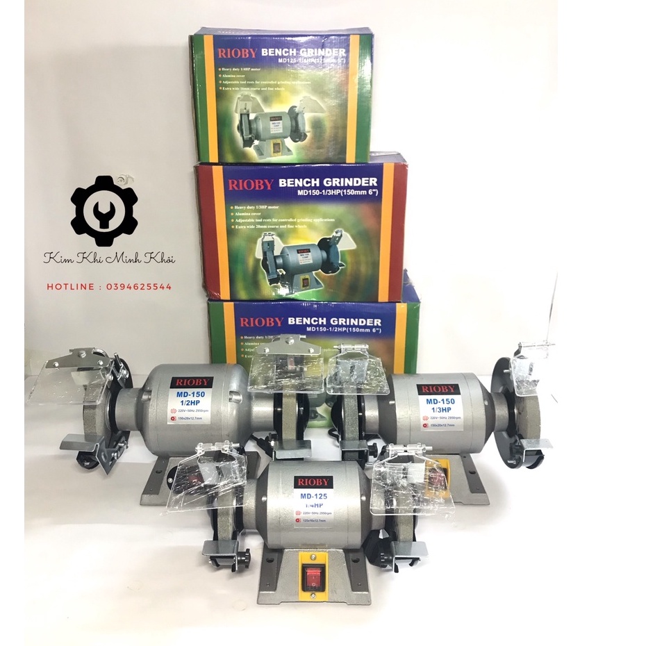 Máy mài bàn 2 đá| Máy mài cố định 2 đầu MD125MM- 150MM 1/2HP|