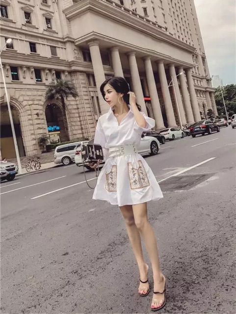 [Order] YAS0325–Sơ mi váy kèm belt thêu thổ cẩm | BigBuy360 - bigbuy360.vn