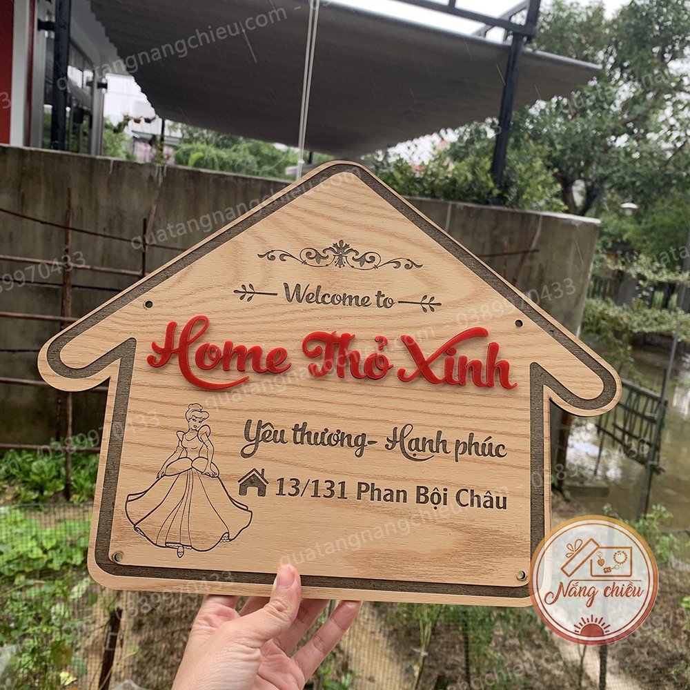 Bảng hiệu hình ngôi nhà ,Bảng gỗ shop khắc theo yêu cầu, Đa dạng mẫu mã cho khách yêu chọn lựa, khắc laze hiện đại