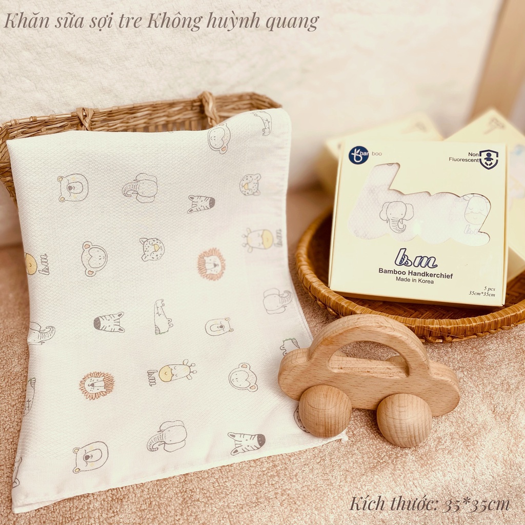 Khăn sữa sợi tre Hàn Quốc 35x 35cm, khăn sữa KHÔNG HUỲNH QUANG BnM