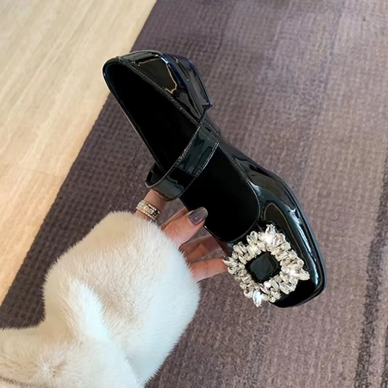 Giày Búp Bê Mũi Vuông Thiết Kế Xinh Xắn Cho Bé Gái