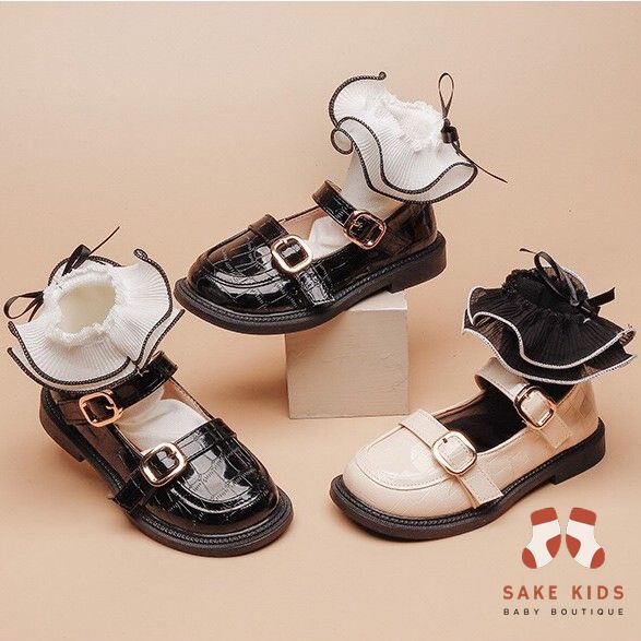 Giày lười cho bé gái - Giày bệt siêu êm mềm phối 2 quai dán cực điệu kiểu mới đế chống trơn cho bé từ 2-6 tuổi FL17