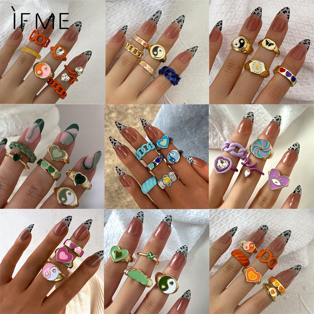 IF ME Nhẫn đeo tay tạo hình trái tim đính đá thời trang cho nữ