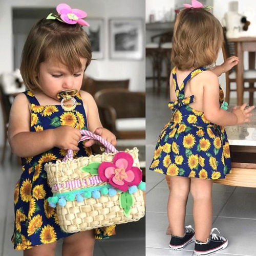 ❤XZQ-Sweet Kids Baby Girls Princess Floral Sleeveless Dress Overalls Summer Clothes Suits