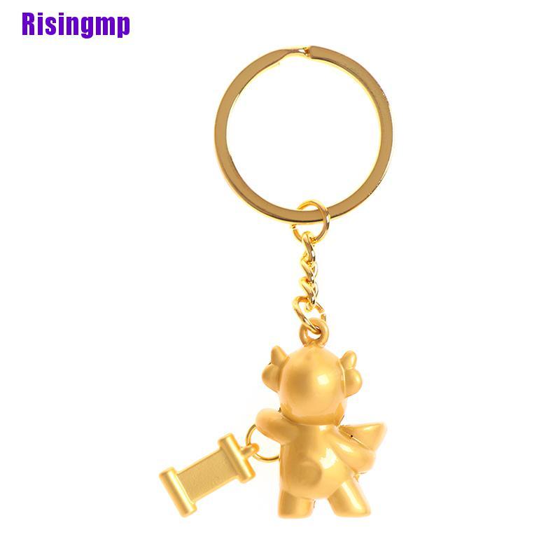 [Risingmp] Zodiac Ox Keychain Pendant Vintage Lucky Bull Keychain Charm Chinese Decor