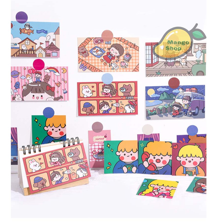 Set poster Thẻ Giấy Trang Trí hoạt hình dễ thương ( Sticker dán tường xinh xắn )