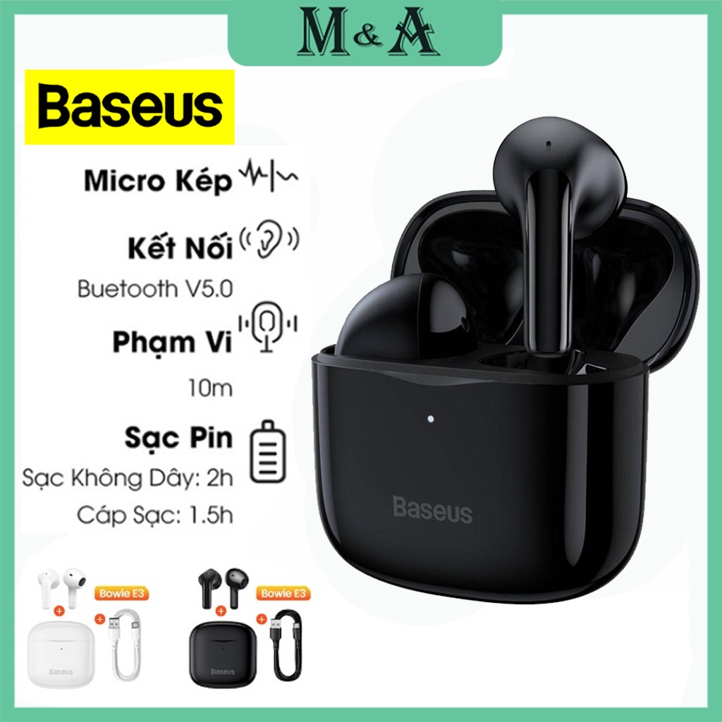 Tai Nghe Bluetooth Baseus Bowie E3 - Tai Nghe Không Dây Pin Trâu Tích Hợp Cho Các Loại Điện - ĐỊNH VỊ - CHỐNG NƯỚC IP64