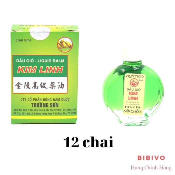 Dầu gió - Dầu Kim Linh nguyên hộp - 12 chai