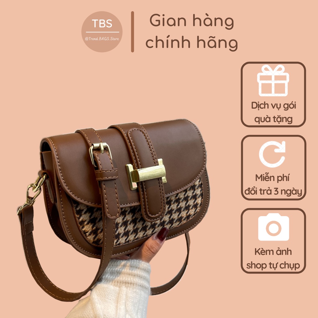 Túi đeo chéo vân kẻ đáy bầu - Hàng loại 1 - TB.Store DC386 20x13x7 cm