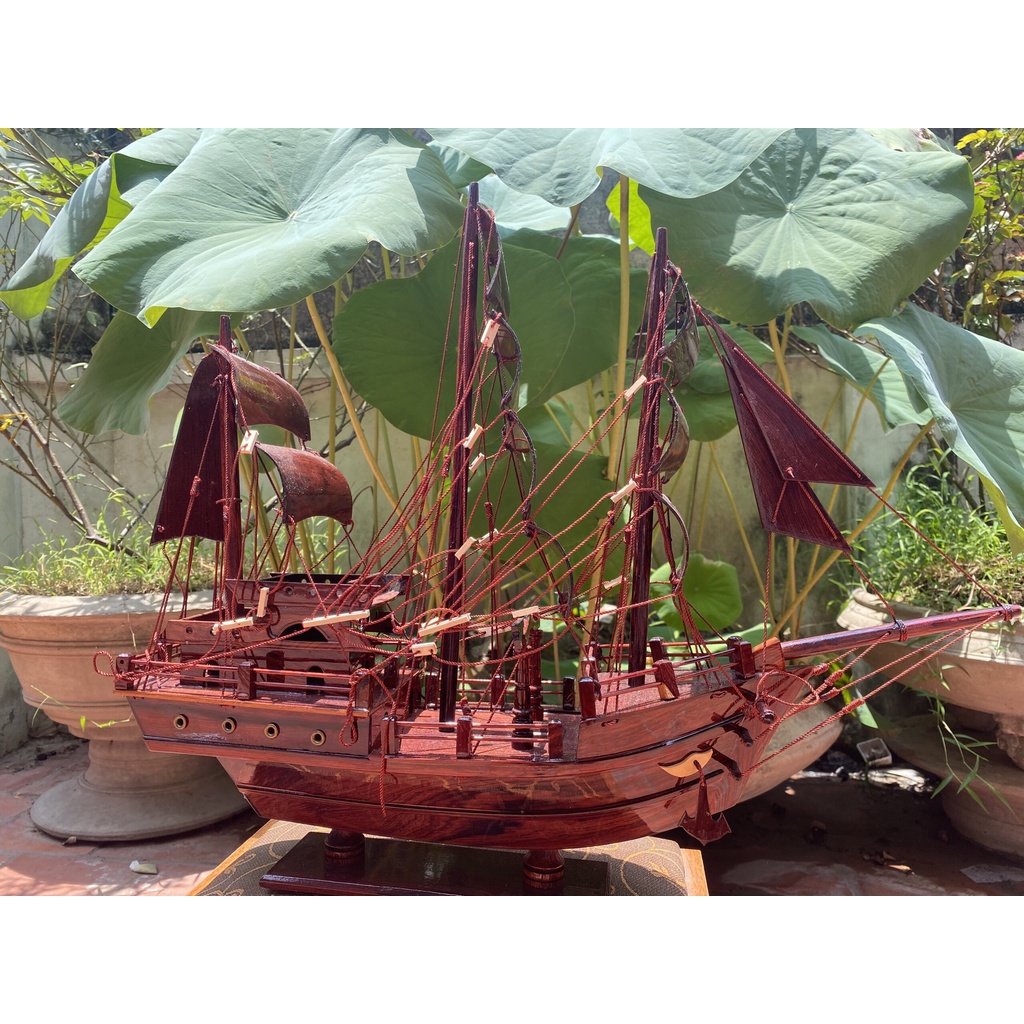Mô Hình Thuyền Gỗ THÁI LAN Dài 55cm - Gỗ Cẩm Lai - Thân thuyền 40cm
