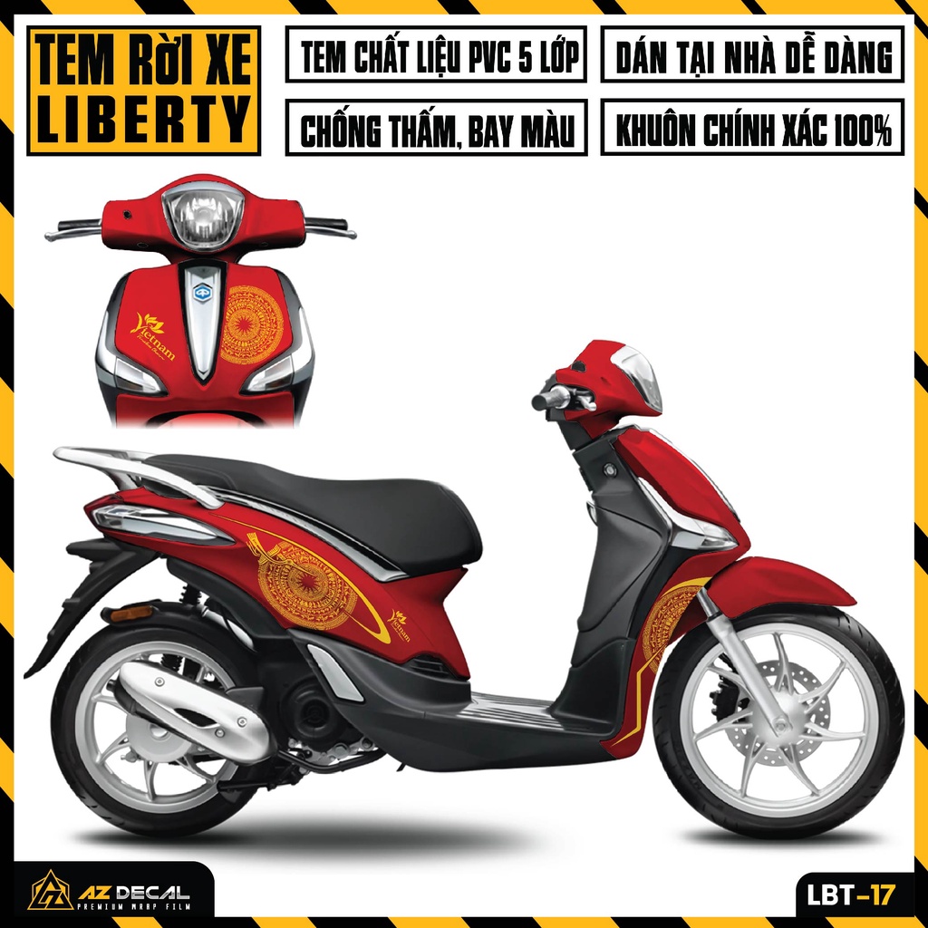 Tem Liberty Mẫu Trống Đồng Việt Nam | LBT-17 | Decal Dán Xe Máy Liberty 125 Chống Nước Bền Màu Dễ Dán Tại Nhà