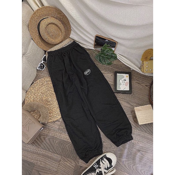 Quần Jogger Nam Nữ [ Ảnh Thật ] Thêu Chữ Spun Phông 38-65kg