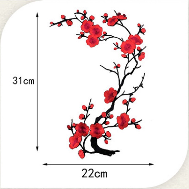 Miếng Dán Ủi Quần Áo Thêu Hình Hoa Mận 31 * 22CM