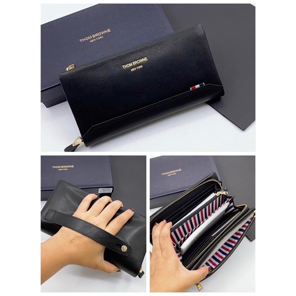 TNS-Clutch cầm tay unisex da thật cao cấp nhiều ngăn Thom clutch-màu đen classic