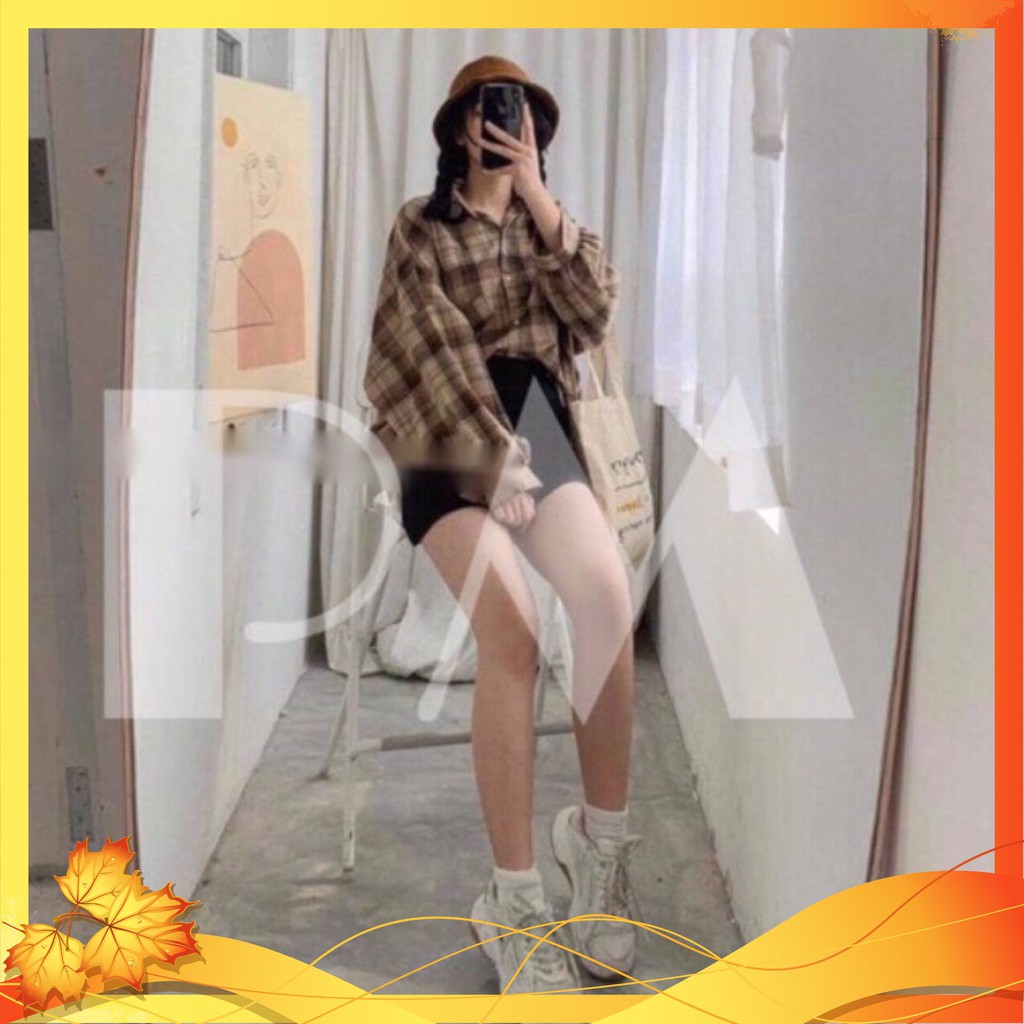 Áo Sơ Mi Nữ ❤️Áo Sơ Mi Kẻ Caro ❤️Form rộng tay dài-chất liệu TiCi cực mềm cực mát năng động trẻ trung Mã TT05