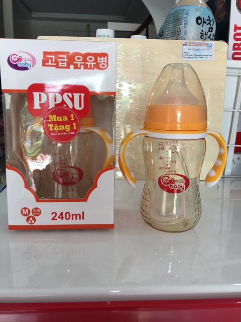 Bình Sữa PPSU GB-Baby Cổ Rộng 180ml và 240ml Có Tay Cầm