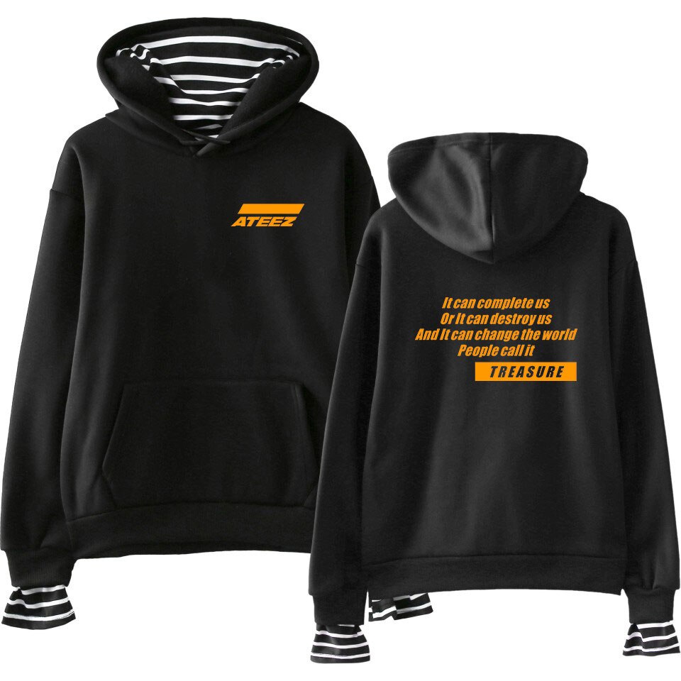 Áo Hoodie Nữ In Chữ Luckyfridayf ATEEZ Thời Trang Hiphop 2019