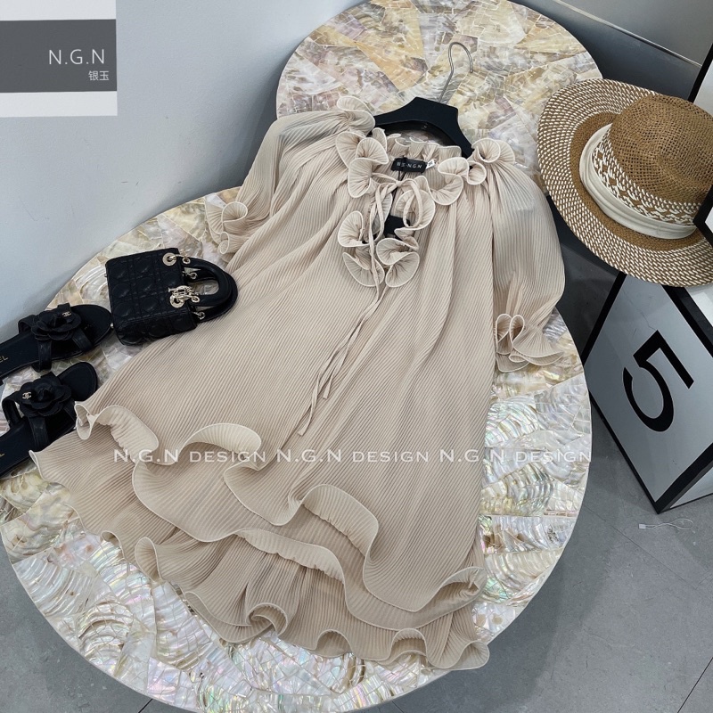 Set xếp li viền bèo