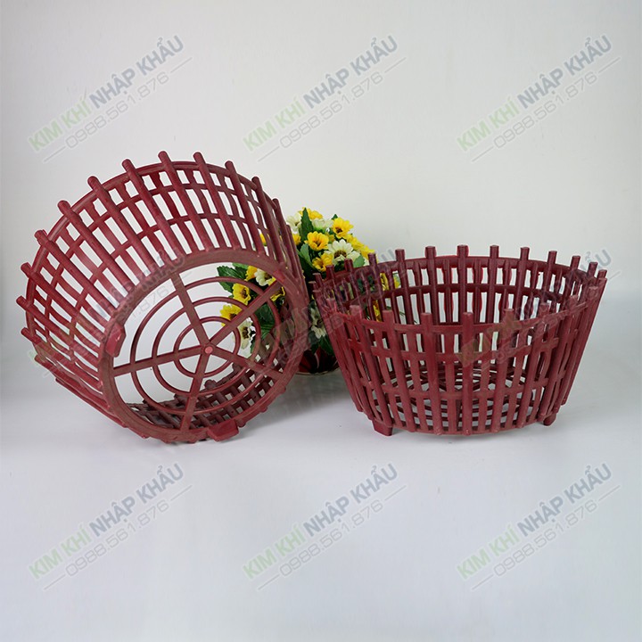 Chậu nhựa giả gỗ phi 30 có nan phụ chuyên dùng trồng Lan
