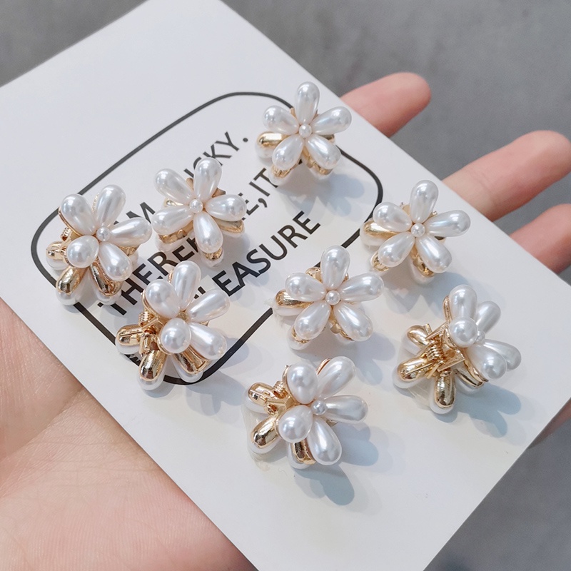 Kẹp Tóc Hoa Cúc Trắng Đính Ngọc Trai Giả 2.5x2cm Thời Trang 2022 Cho Bé Gái