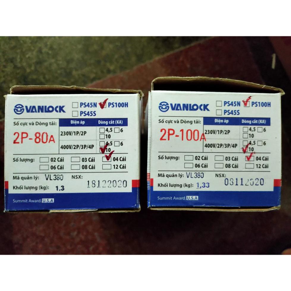 Cầu dao tự đông , MCB 2P 80A - 100A dòng cắt 10kA PS100H SINO PS100H/2/D100 , PS100H/2/D80