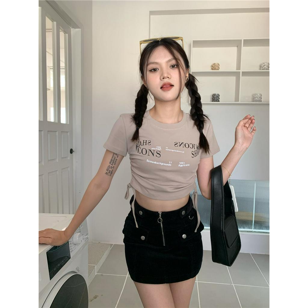 Áo Thun Dây Rút In Chữ Phản Quang Thời Trang Cá Tính 53503