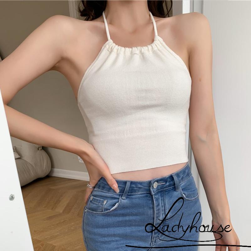 Áo Hai Dây Dáng Ôm Màu Trơn/Trắng/Đen Thời Trang Cho Nữ