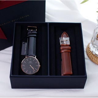 [𝐆𝐈𝐅𝐓 𝐒𝐄𝐓]Đồng Hồ Nam Nữ Daniel Wellington Classic Sheffield Rose Gold Black + Dây Da DW ST Mawes Chính Hãng