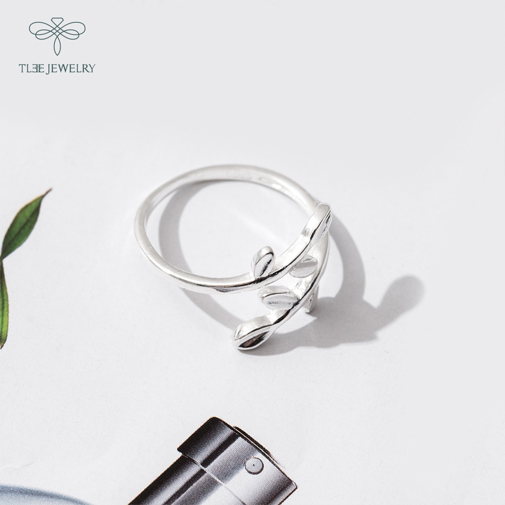 Nhẫn bạc nữ TLEE hình lá kiểu dáng hở basic thanh lịch NCJ A0210