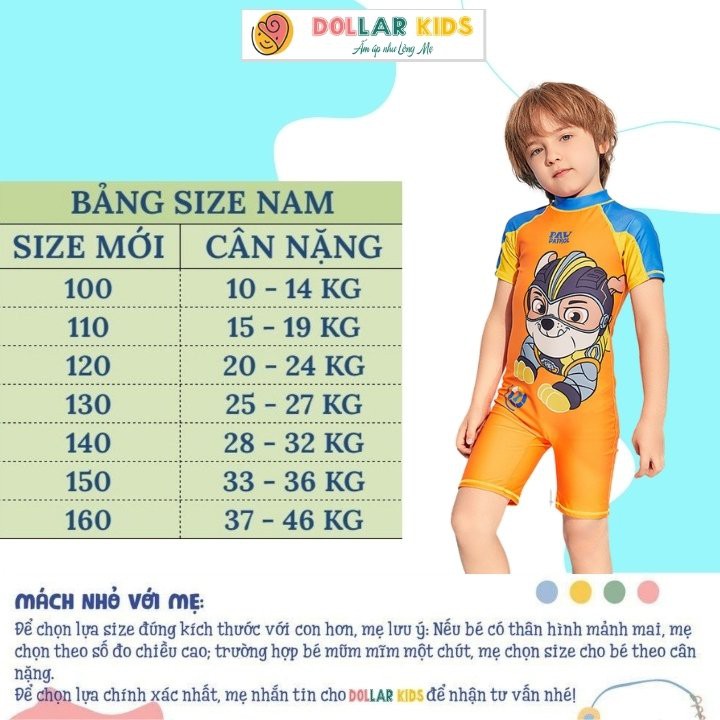 Đồ Bơi Bé Trai Liền Thân Dollarkids Chó RUBBLE, Bộ Đồ Bơi Trẻ Em. Thoáng Mát An To