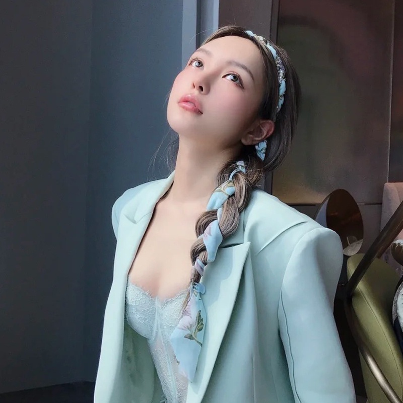 Băng đô cài tóc có ruy băng thắt bím họa tiết hoa phong cách Hàn Quốc dành cho nữ