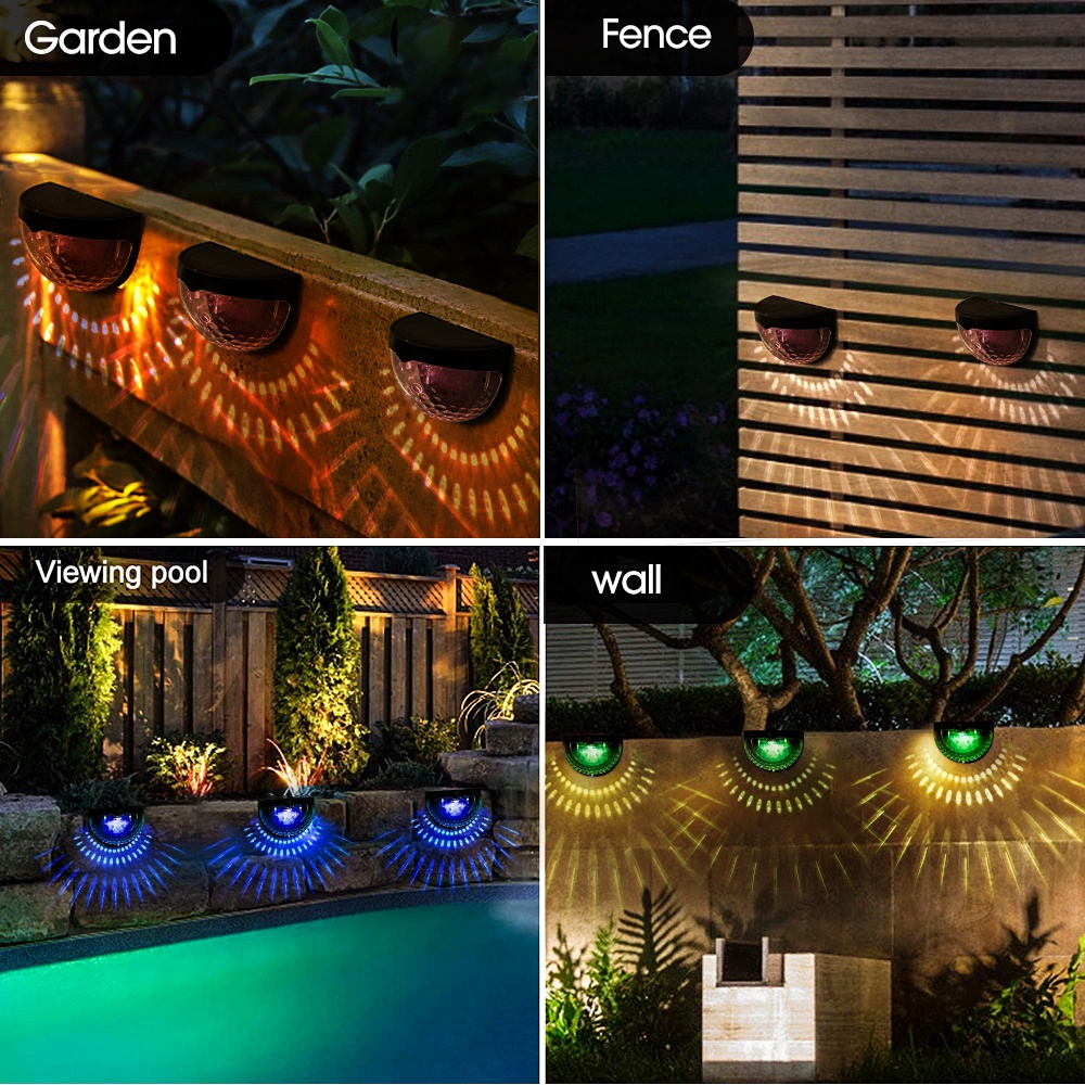 LED Solar Energy Light Control Color Changing Wall Lamp Outdoor Deck Light Wall Street Light Semicircle Sconce Courtyard Fence Garden Decoration Lighting Driveway Everg-Saving