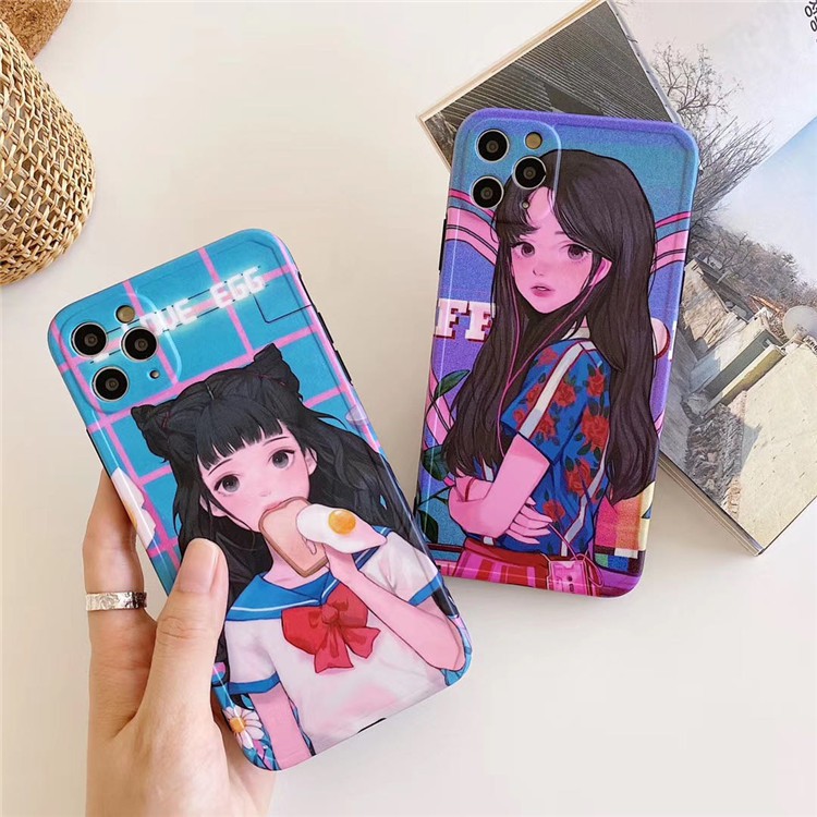 Ốp lưng iphone Cat Girl IMD dày dặn viền nổi 5/5s/6/6plus/6s/6splus/7/7plus/8/8plus/x/xr/xs/11/12/pro/max/plus/promax