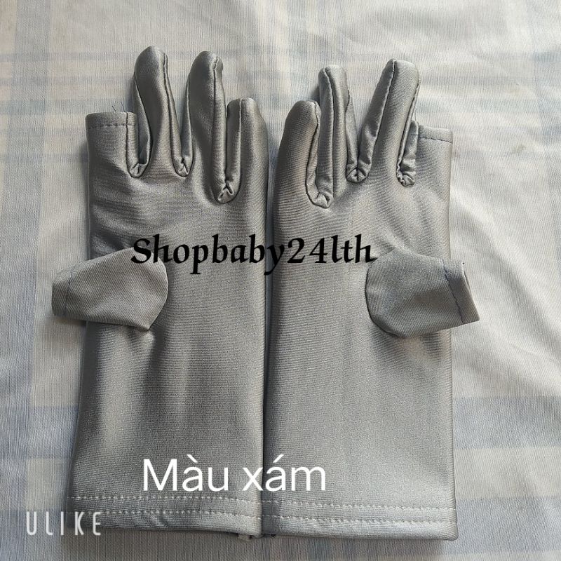 Bao tay,găng tay chống nắng 2 lớp loại 3 tấc cắt 2 ngón Không in hình Chất liệu thun lạnh co giãn