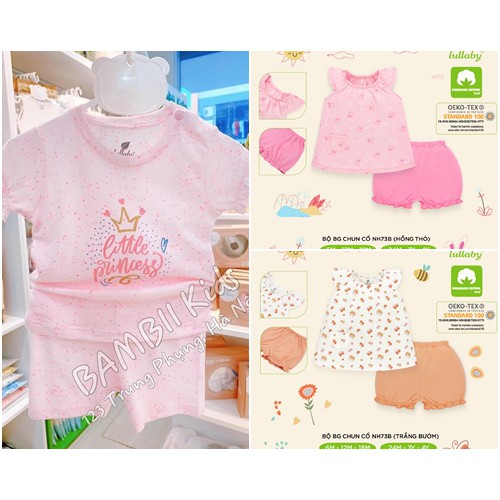 [LULLABY SALE] Bộ cộc tay cài vai Nuke Cotton bé gái