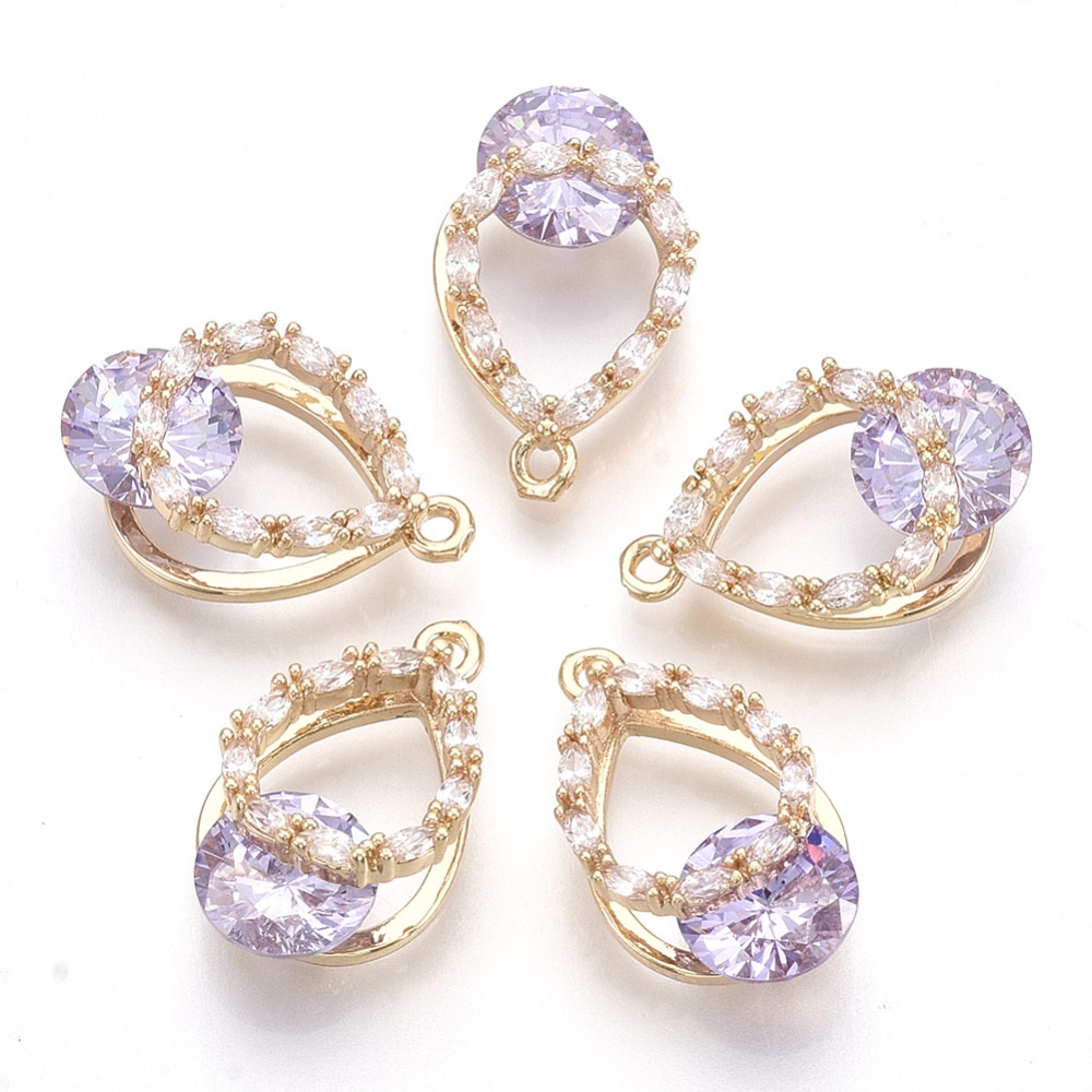 Set 2~5 Mặt Dây Chuyền Hình Giọt Nước Rỗng Bằng Đồng Thau Mạ Vàng 19x11x7mm Cho Làm Trang Sức