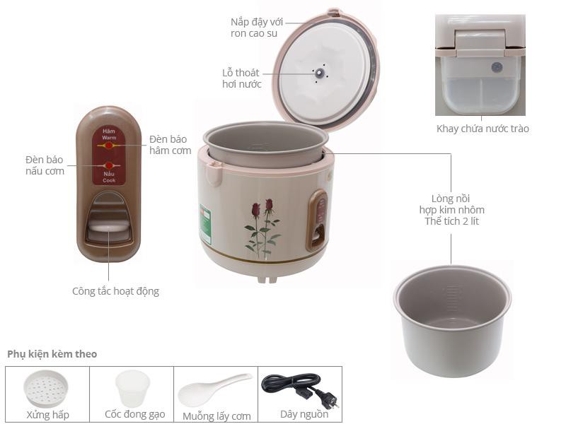 Nồi cơm điện Happycook 2 lít HC-200 ( hàng trưng bày)