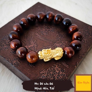 Vòng tỳ hưu đá mắt hổ đỏ nâu đủ size - vòng phong thủy mắt hổ đỏ nâu