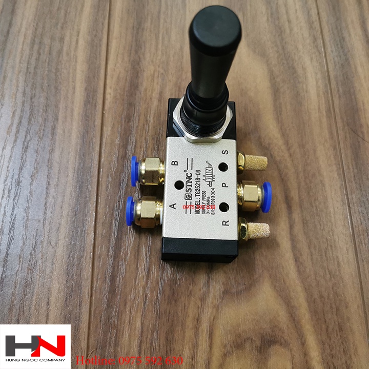 Van tay gạt khí nén TG2521B-08 hãng stnc đủ co nối ống hơi