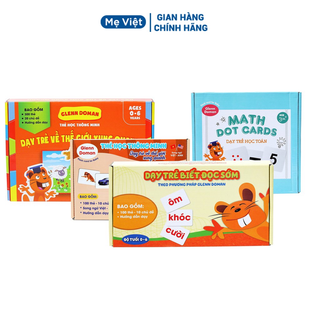 Thẻ Học Thông Minh Cho Bé Flashcard Glenn Doman Chuẩn, thẻ đọc, toán và thế giới xung quanh