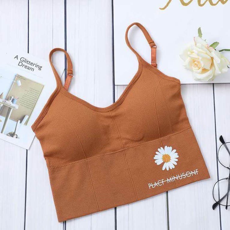 Áo Bra Croptop Hoa Cúc Áo Tập Gym Đồ Tập Gym Free size 40-55kg