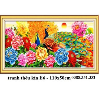 (XẢ KHO)  Tranh thêu chữ thập chim công Phu thê viên mãn E114 E106 E115 E180YN E199 E28 E187 E232 E6