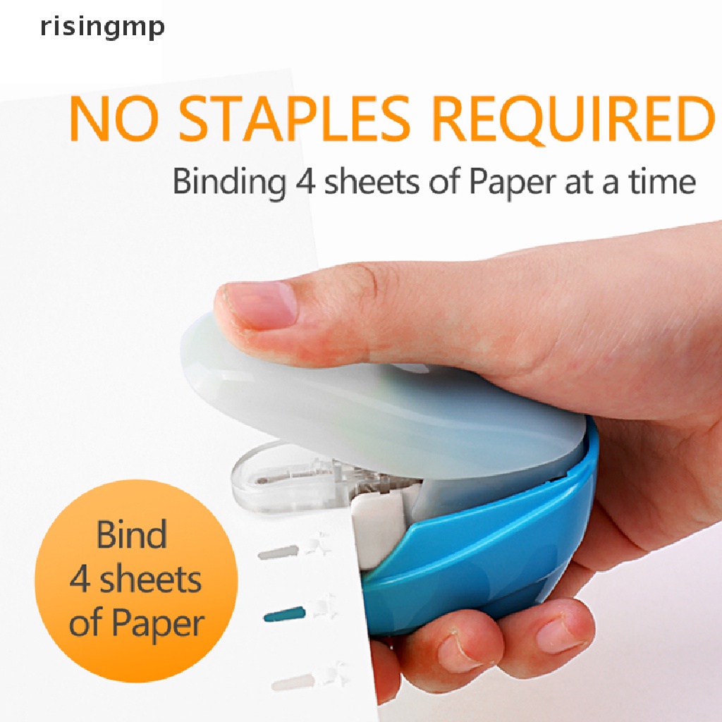 [risingmp] Dụng Cụ Bấm Ghim Mini Di Động Không Cần Khoan Cho Trường Học / Văn Phòng ♨Trên đó