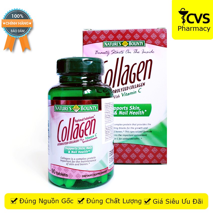 Collagen Thủy Phân Nature’s Bount (hộp 90 viên) - giúp chăm sóc cho da, tóc, móng
