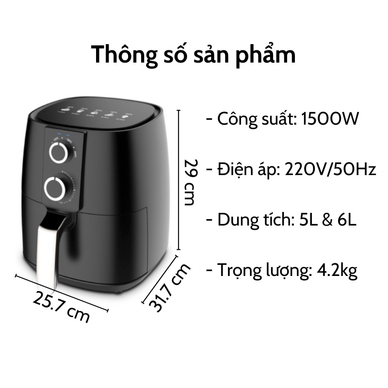 [BH 12 tháng] Nồi chiên  Nồi chiên không dầu Camel 6L đa năng công nghệ mới, tiết kiệm điện, an toàn cho sức khỏe