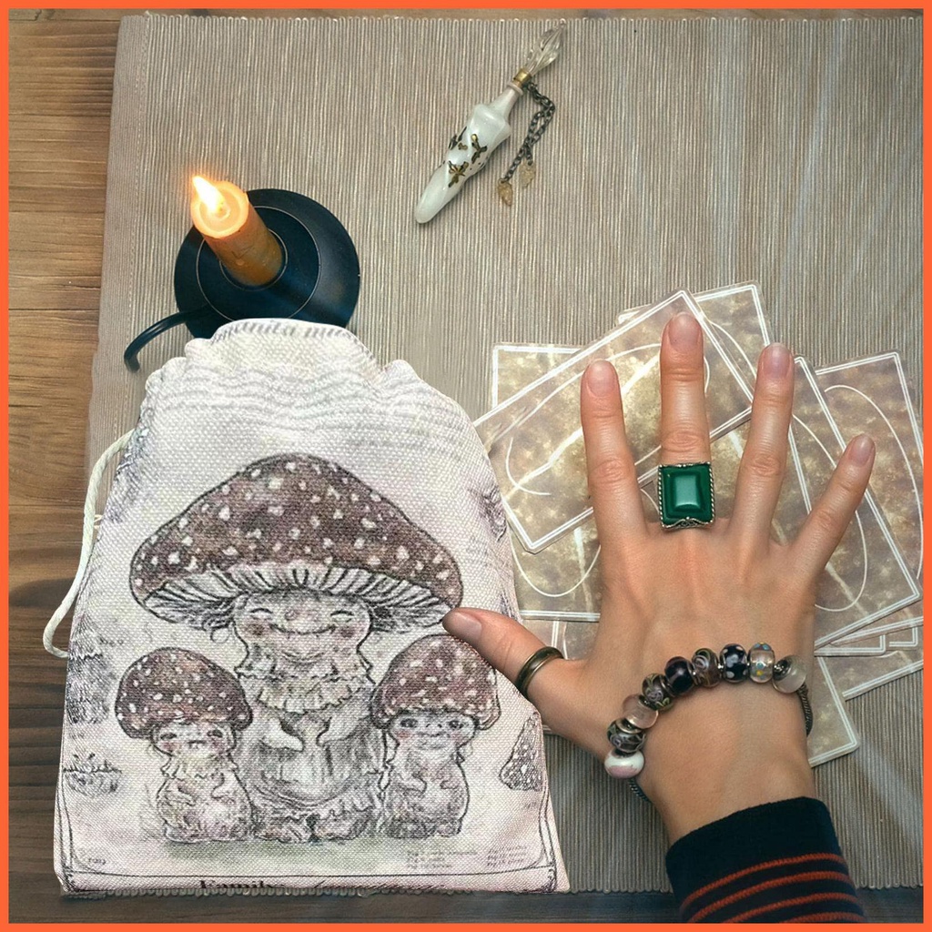 Túi Vải Đựng Bài Tarot 5.12X7.09 Inch In Họa Tiết Đầu Nấm Xinh Xắn