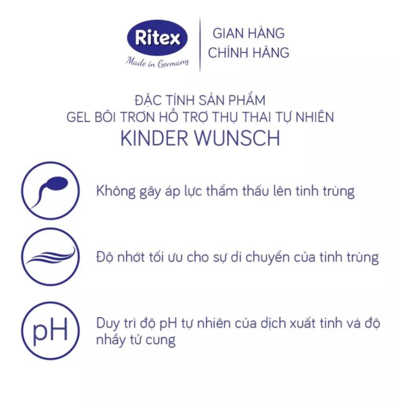 Gel bôi trơn Ritex Kinder Wunsch hỗ trợ thụ thai tự nhiên - hộp 8 tuýp x 4ml- RGK001