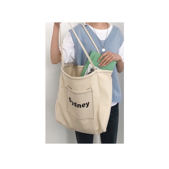 Túi tote túi vải canvas form lớn chữ 4 màu